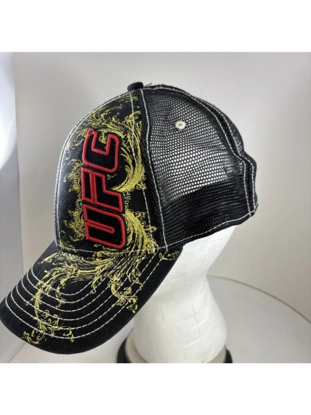 Vintage UFC Hat Cap Red Embroidered One Size Fits All A-Flex Ultimate Fighting